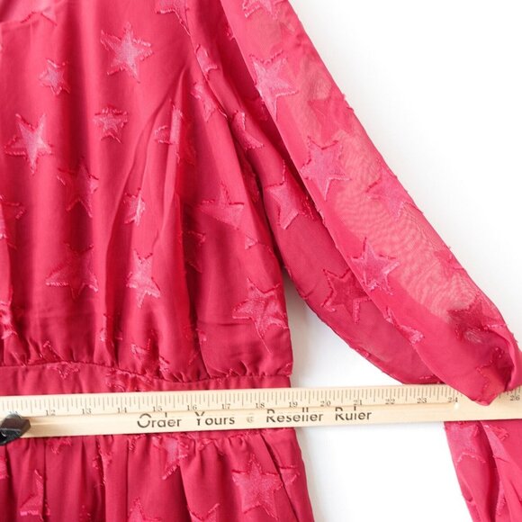 TORRID Dress 1 Red Empire Midi 1X Plus Tier Flowy Peasant Prairie Clip Dot - Picture 5 of 12